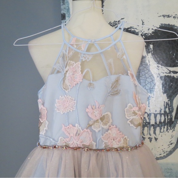 Rare Editions Elegant Floral Embroidered Girls Dress - Picture 3 of 8